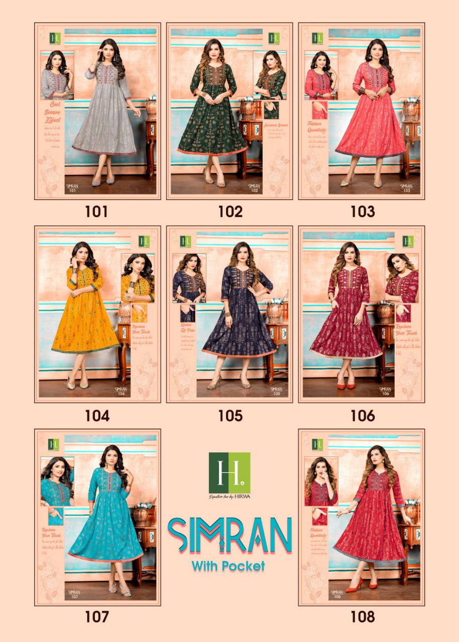 Hirwa Simran Exclusive Wear Latest Wholesale Kurti Collection